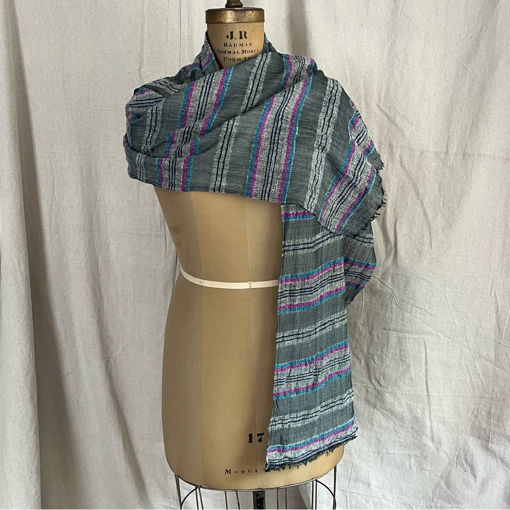 Striped Rectangular Textured Scarf - Picture 1 of 8